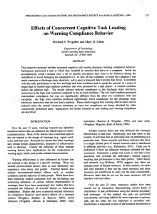 Effects of Concurrent Cognitive Task Loading on Warning