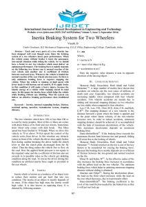 Inertia Braking System for Two Wheelers