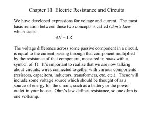 Chapter 11 Electric Resistance and Circuits