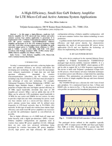 A High-Efficiency, Small-Size GaN Doherty Amplifier for