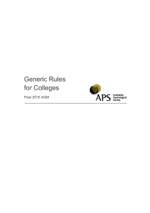 Generic Rules for Colleges - Australian Psychological Society