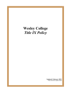 Wesley College Title IX Policy