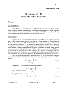 Experiment # 10 Circuit Analysis - 2b Kirchhoff`s Rules