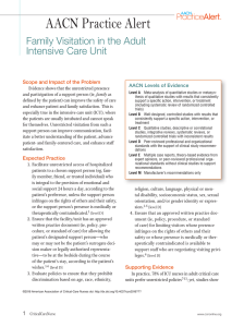 Visitation In The Adult ICU, AACN Practice Alert