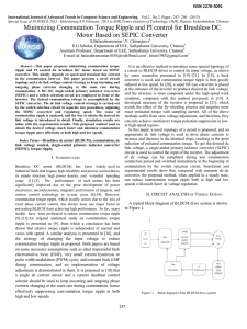 Minimizing Commutation Torque Ripple and PI control for Brushless