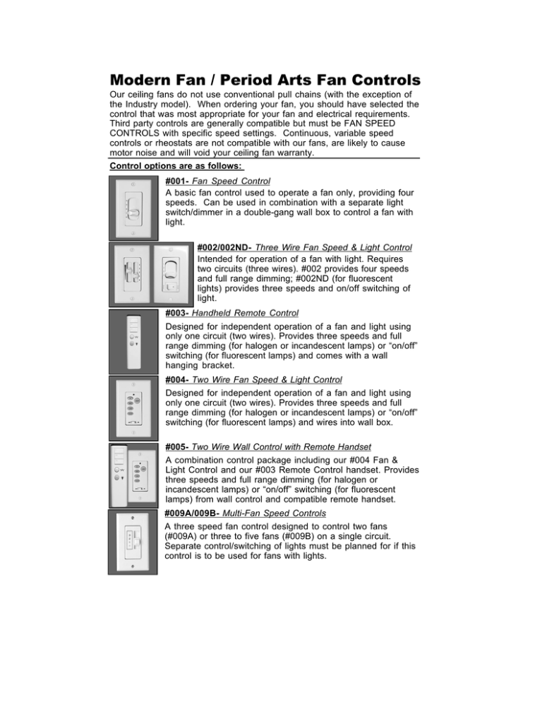 Fan Control Instructions