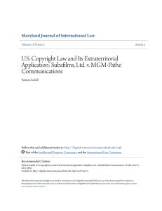 U.S. Copyright Law and Its Extraterritorial Application: Subafilms, Ltd