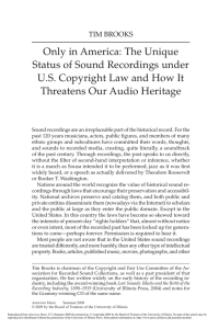 only in America: The Unique Status of Sound Recordings under U.S.