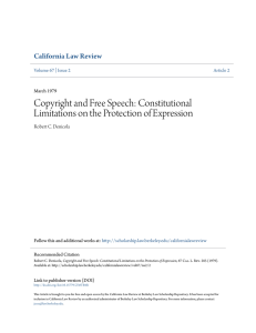 Copyright and Free Speech: Constitutional Limitations on the
