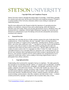 Copyright Policy and Compliance Program Stetson University