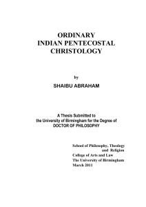 Ordinary Indian Pentecostal Christology
