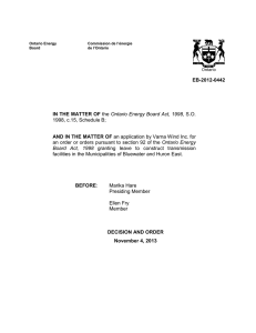 Decision and Order of the Ontario Energy Board granting Leave to