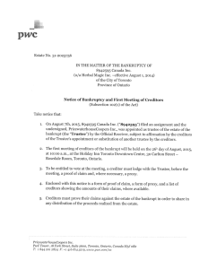 Notice of Bankruptcy and First Meeting of Creditors