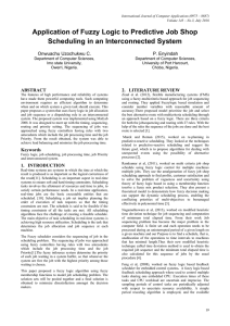 Application of Fuzzy Logic to Predictive Job Shop Scheduling in an