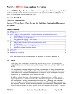 2012 Plan Review for Buildings Containing Hazardous Materials.