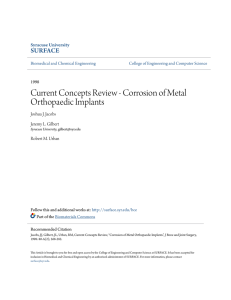 Current Concepts Review - Corrosion of Metal