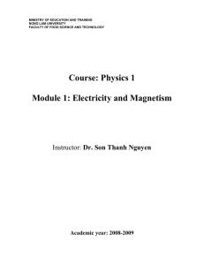 Course: Physics 1 Module 1: Electricity and Magnetism