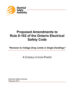 Proposed Amendments to Rule 8-102 of the Ontario Electrical Safety