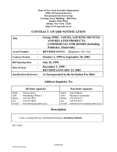 Group 35501 - LOCKS, LOCKING DEVICES, AND RELATED