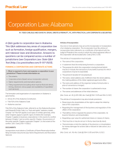 Corporation Law: Alabama