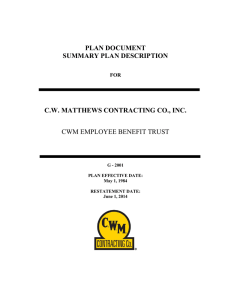 PLAN DOCUMENT SUMMARY PLAN DESCRIPTION C.W.