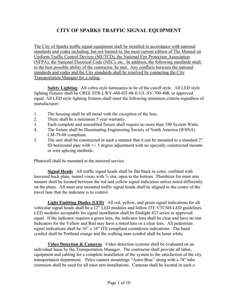 sparks-traffic-signal-equipment-standards