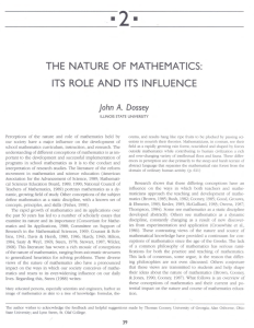 THE NATURE OF MATHEMATICS: ITS ROLE AND ITS INFLUENCE