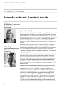 Engineering Mathematics Education in Australia….MSOR