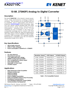 KAD2710C 10-Bit, 275MSPS Analog-to-Digital Converter