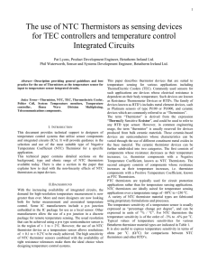 The use of NTC Thermistors as sensing devices for TEC controllers
