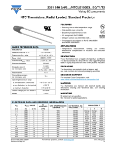 NTC Thermistors, Radial Leaded, Standard Precision