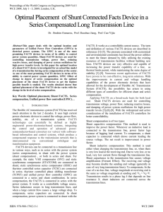 optimal placement of shunt connected facts device in a