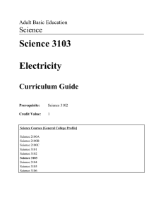 Science 3103 Electricity Curriculum Guide