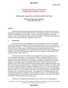 Undergraduate Research Projects for Engineering Technology