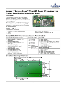 LIEBERT® INTELLISLOT® WEB/485 CARD WITH ADAPTER