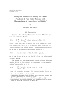 Asymptotic Behavior at Infinity for Green`s Functions of First Order