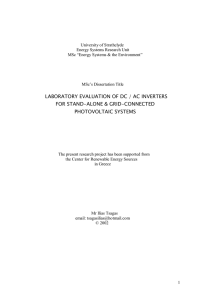 Laboratory Evaluation of DC/AC Inverters for Standalone and Grid