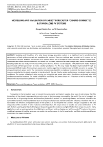 modelling and simulation of energy forecaster for grid connected