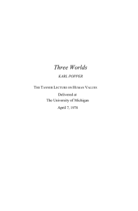 Three Worlds - The Tanner Lectures on Human Values