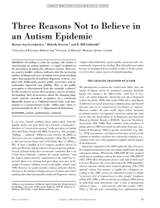 Three Reasons Not to Believe in an Autism Epidemic