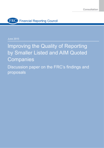 FRC - Improving the Quality of Reporting by Smaller Listed and AIM