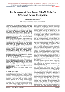 Performance of Low Power SRAM Cells On SNM and Power