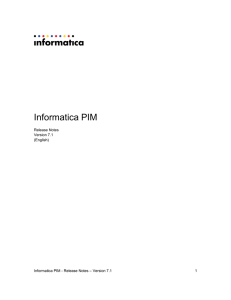 Informatica PIM Release Notes