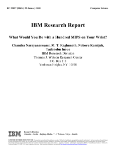 IBM Research Report What Would You Do with a Hundred MIPS on