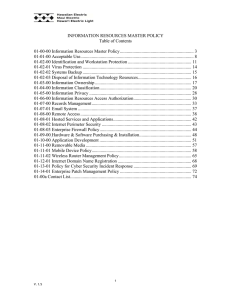 INFORMATION RESOURCES MASTER POLICY Table of Contents