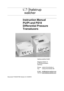Instruction Manual PU/PI and PS10 Differential Pressure Transducers