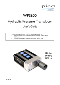WPS600 Hydraulic Pressure Transducer User`s Guide