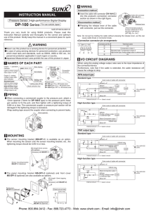 SUNX DP-100 Series Pressure Sensors Instruction Manual