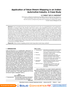 Application of Value Stream Mapping in an Indian Automotive Industry