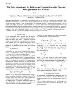 The Determination of the Boltzmann Constant from the Thermal